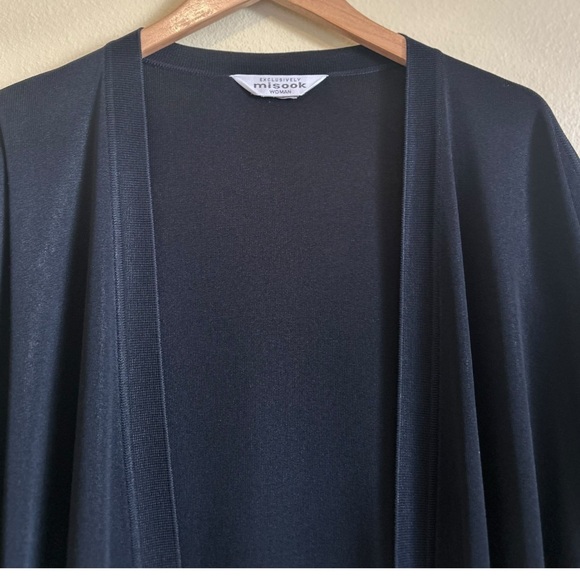 Misook Cardigan Sweater Knit Liquid Black Open Front Minimalist Plus Size 1X - Picture 4 of 14